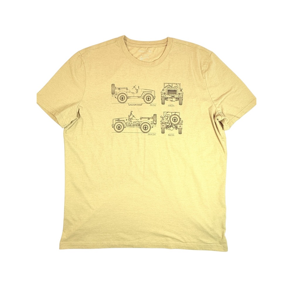 Banana‎ Republic T-Shirt Mens XXL Gold Safari Car Graphic Eco Tee Tall 762126-00